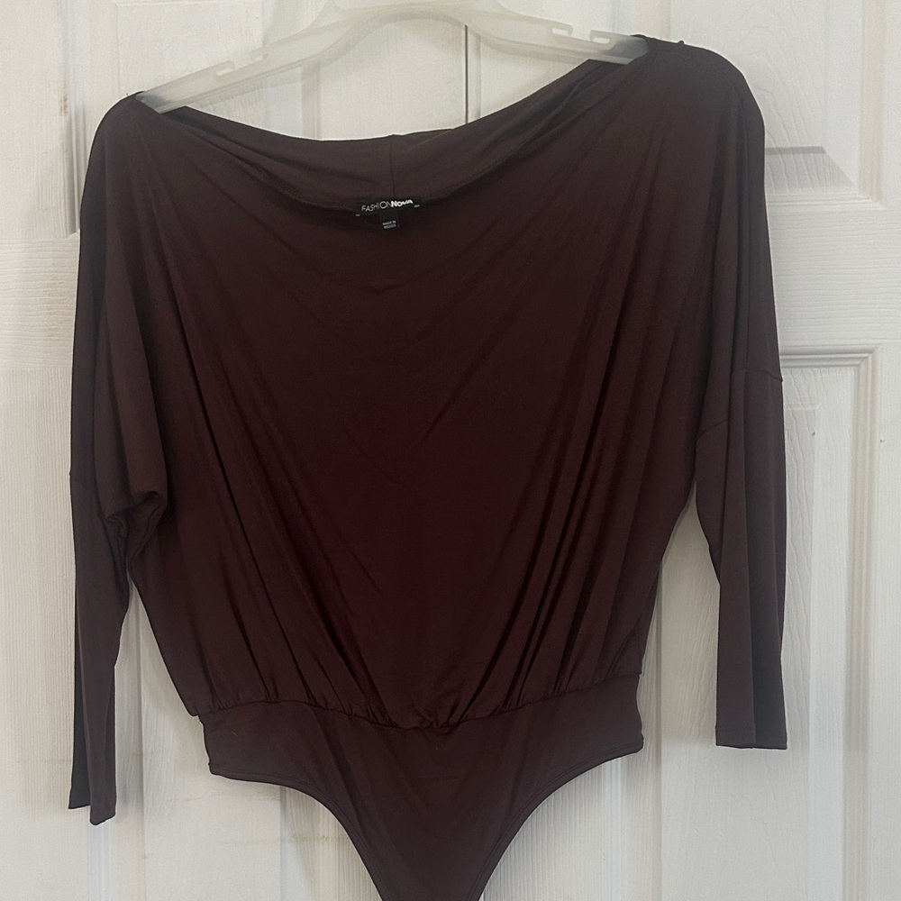 Fashion Nova Women's Dark Brown Chocolate Bodysuit Top, Large